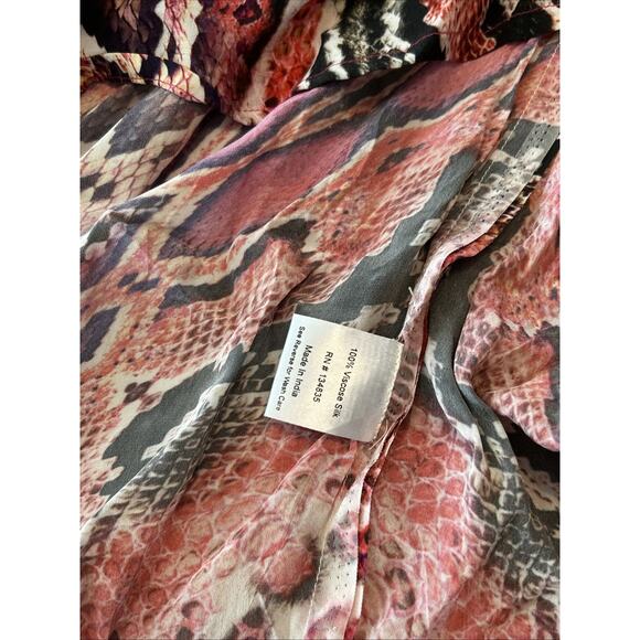 Asa Kaftans Pink Snake Print Kimono Robe Halter Dress w/ Scarf One Size Set - Picture 9 of 16